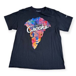 Crooks & Castles Men's Black Logo Abstract Cotton Graphic T-Shirt Large